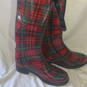 Plaid Rain Boots Size 7